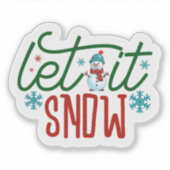雪の日を祝うクリスマスステッカー シール (正面)