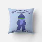 雪の日ゲーマー冬の寒い穏やかなおもしろい喜び クッション (裏面)