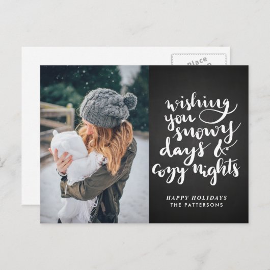 雪の日コージーナイツスクリプト | 黒板写真 シーズンポストカード (正面/裏面)