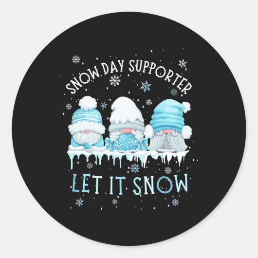 雪の日サポーターそれを雪かわいい青い格言Xma ラウンドシール (正面)