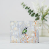 雪の日ハミングバ絵画ードズ ポストカード (スタンド正面)