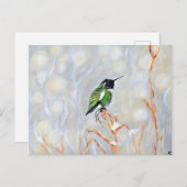 雪の日ハミングバ絵画ードズ ポストカード (正面/裏面)