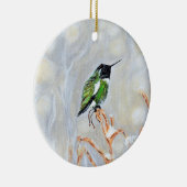 雪の日ハミングバ絵画ードハガキ セラミックオーナメント (右)