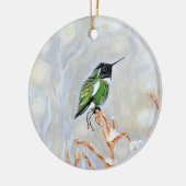 雪の日ハミングバ絵画ードハガキ セラミックオーナメント (左)