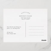 雪の日フォイル幸せな新年の休日はがき 箔シーズンポストカード (裏面)