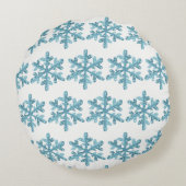 雪の日ブルースノーフレーク居心地の良いラウンドピロー ラウンドクッション (裏面)