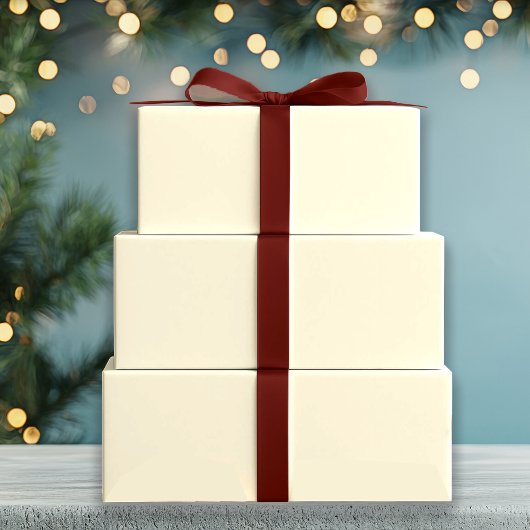 雪の日ホリデー無地のクリーム ラッピングペーパーシート