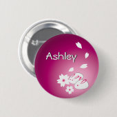 雪の日本のうさぎと桜のパーソナルボタン 缶バッジ (正面&裏面)