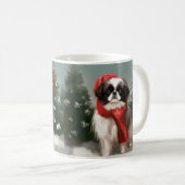 雪の日本のクリスマスに愛犬 コーヒーマグカップ (正面右)