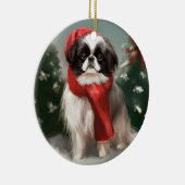 雪の日本のクリスマスに愛犬 セラミックオーナメント (右)