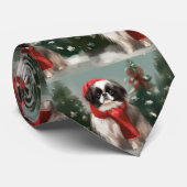 雪の日本のクリスマスに愛犬 ネクタイ (ロール)