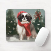 雪の日本のクリスマスに愛犬 マウスパッド (マウス)