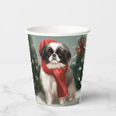 雪の日本のクリスマスに愛犬 紙コップ (正面)