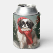 雪の日本のクリスマスに愛犬 缶クーラー (缶正面)