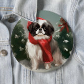 雪の日本のクリスマスに愛犬 缶バッジ (インサイチュ)