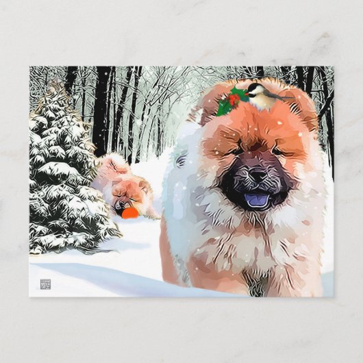 雪の日 チョウのホリデーポストカード シーズンポストカード (正面)