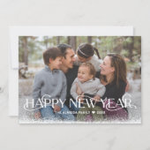 雪の日 ハッピー ニュー イヤー フォト カード (正面)