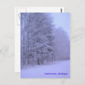 雪の日，ミシガン州インターロチェン ポストカード (正面/裏面)