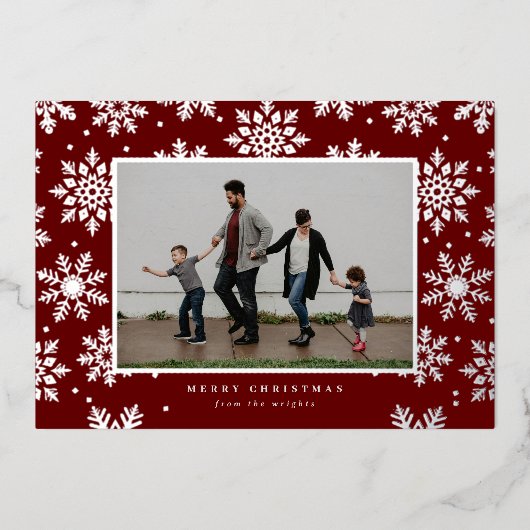 雪の日 失敗した プレスされた フォトカード 箔シーズンカード (正面)