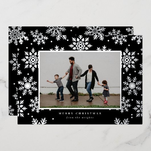 雪の日 失敗した プレスされた フォトカード 箔シーズンカード (正面/裏面)