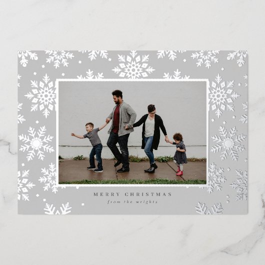 雪の日 失敗した プレスされた フォトカード 箔シーズンカード (正面)