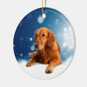 雪の星に座る、かわいいゴールデンレトリバー犬 オーナメント (左)