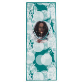 雪の星 – 白、ティール（緑がかった色）-抱き枕 ワインギフトバッグ (裏面)