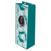 雪の星 – 白、ティール（緑がかった色）-抱き枕 ワインギフトバッグ (正面アングル)