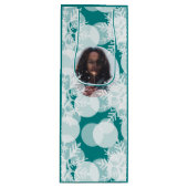 雪の星 – 白、ティール（緑がかった色）-抱き枕 ワインギフトバッグ (正面)