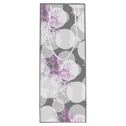 雪の星 – 白、ティール（緑がかった色）、紫 – ワイン抱き枕 ワインギフトバッグ (裏面)