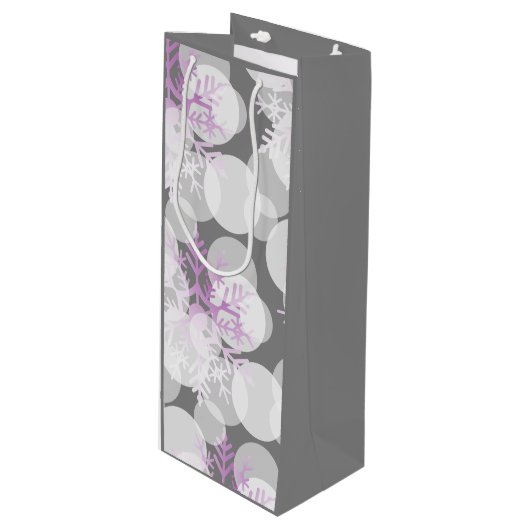 雪の星 – 白、ティール（緑がかった色）、紫 – ワイン抱き枕 ワインギフトバッグ (正面アングル)