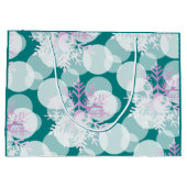 雪の星 – 白、ティール（緑がかった色）、紫 – 抱き枕 ラージペーパーバッグ (裏面)