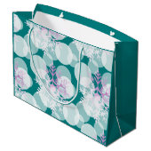 雪の星 – 白、ティール（緑がかった色）、紫 – 抱き枕 ラージペーパーバッグ (裏面アングル)