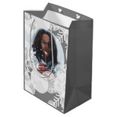 雪の星 – 白、灰色 – 抱き枕 ミディアムペーパーバッグ (裏面アングル)