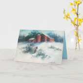 雪の景絵画観素朴農場 カード (黄色い花)