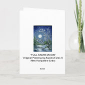 雪の月の冬の夜の風景アートノートカード カード (裏面)