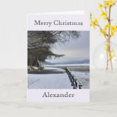 雪の朝のクリスマス カード (黄色い花)