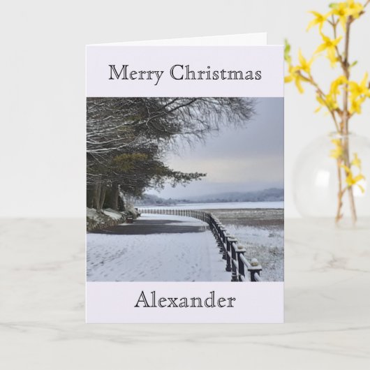 雪の朝のクリスマス カード (黄色い花)