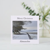 雪の朝のフラットクリスマスカード カード (スタンド正面)