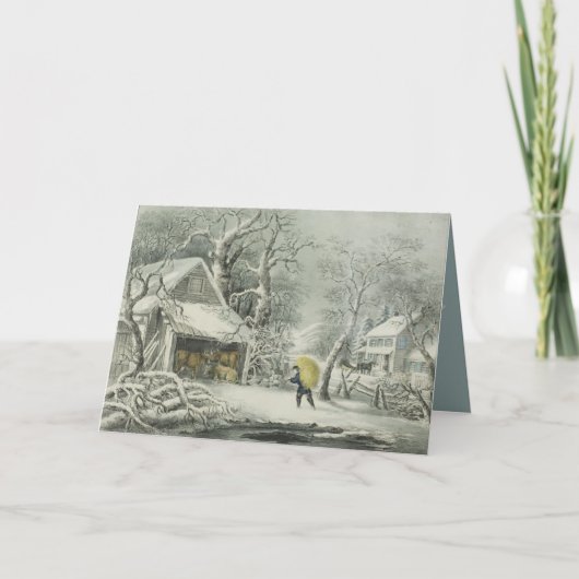 雪の朝 – Fanny Palmer シーズンカード (正面)