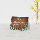 雪の木々が並ぶ森の地方 バー ミツバ 御礼 カード (黄色い花)