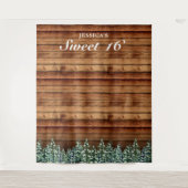 雪の木々が立ち並ぶ農村のスイート16フォト背景 タペストリー (正面)