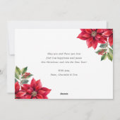 雪の木々とポインセチアの写真クリスマスカード シーズンカード (裏面)