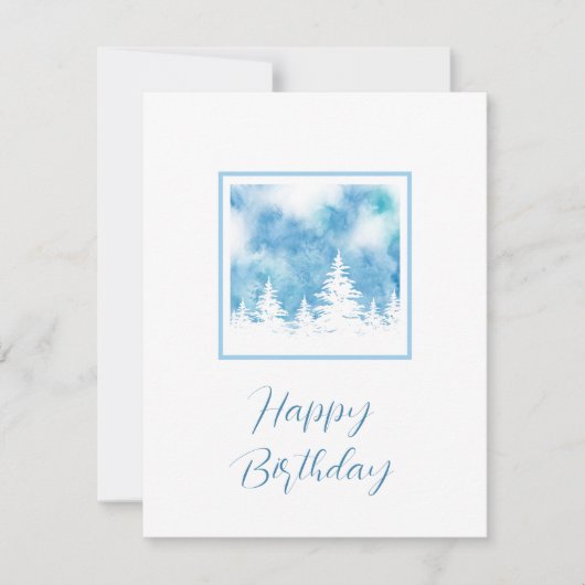 雪の木々青いティール（緑がかった色）水色 カード (正面)