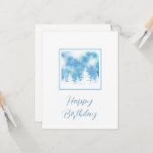 雪の木々青いティール（緑がかった色）水色 カード (正面/裏面インサイチュ)