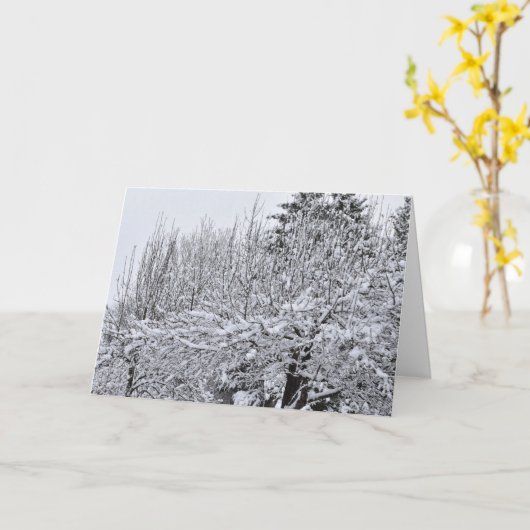 雪の木々 カード (黄色い花)