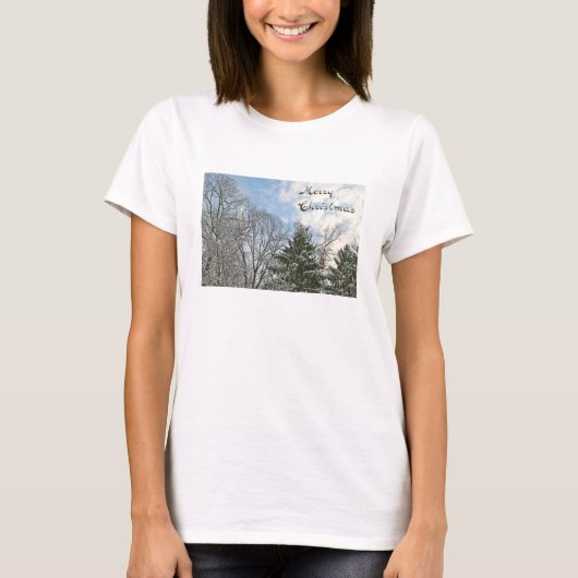 雪の木々 – メリークリスマス Tシャツ (正面)