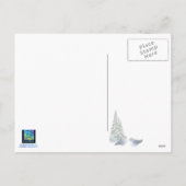 雪の木でツィートするクリスマスのブルーバード シーズンポストカード (裏面)