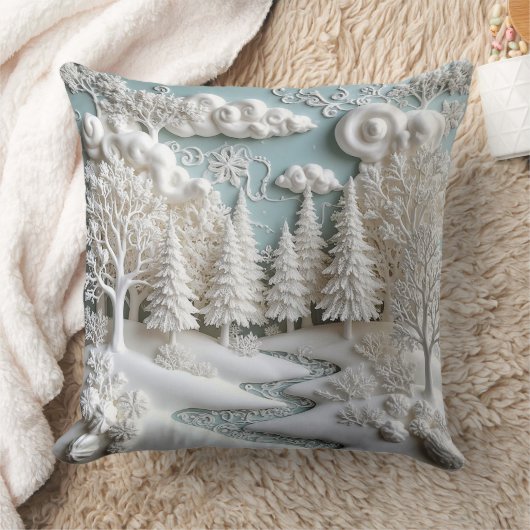 雪の木とパター霜の降りたン クッション (ブランケット)