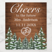 雪の木とフォレストカントリー チェアーズ ウェディングシャワー ワインラベル (シングルラベル)